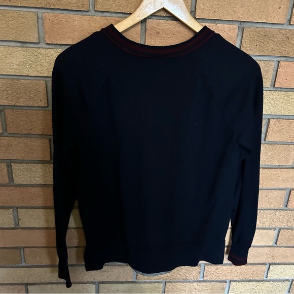 J. Crew Merino Wool Glen Plaid Panel Sweater Navy Women’s Size Small - Picture 4 of 4